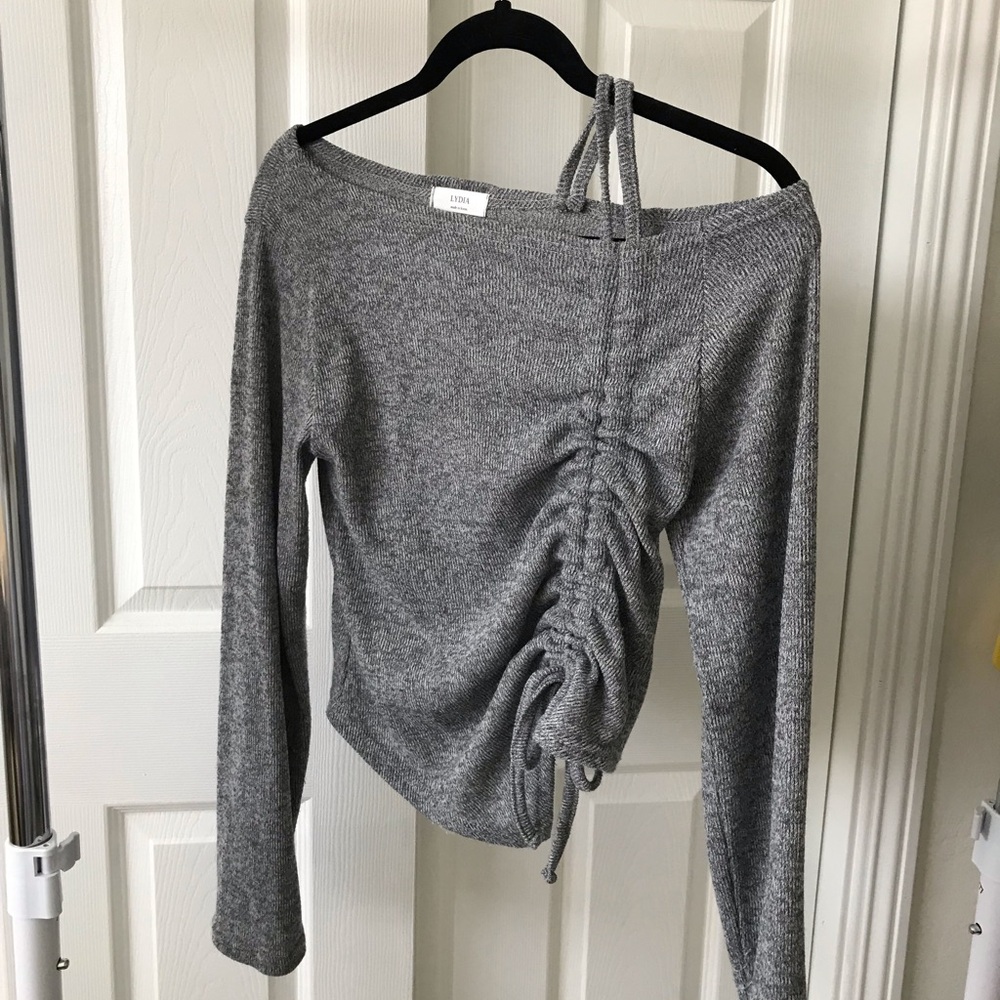 Lewkin Gray Off Shoulder Top